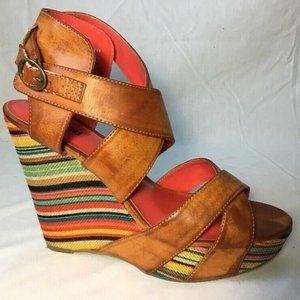 Kenneth Cole Unlisted Striped Wedge Sandals 10M